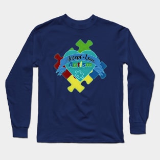 Autism Awareness Puzzle and Heart Design Long Sleeve T-Shirt